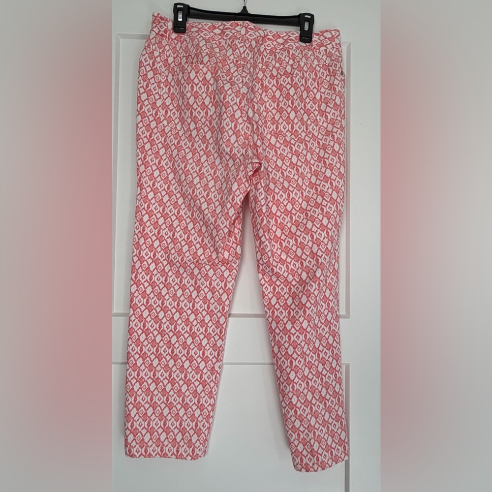 EUC Tribal Pink & White Ikat Geometric Pattern Cropped Jeans,‎ Size 12 - Picture 6 of 7
